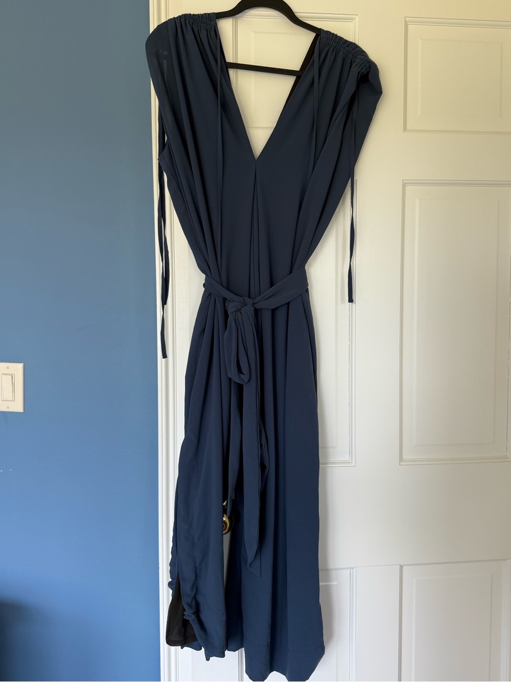 Malia Mills Women’s Deep Blue V-Neck Belted Jumpsuit